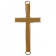 Metal connector charm Cross 46x23mm Gold - brown